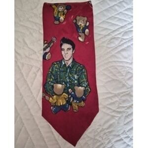 Elvis Presley Teddy Bear Silk Necktie Red Vintage 1993 The Elvis Collection